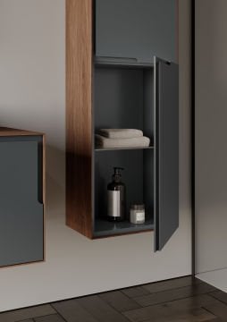 Orka Craft 80 Banyo Dolabı + Boy Dolabı 40 Ceviz / Mat Antrasit ( Boy Dolabı Dahildir )