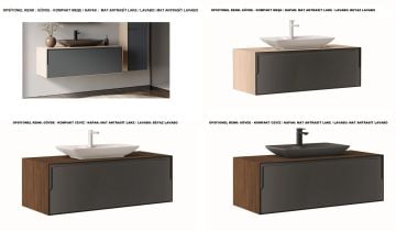 Orka Craft 80 Banyo Dolabı + Boy Dolabı 40 Ceviz / Mat Antrasit ( Boy Dolabı Dahildir )