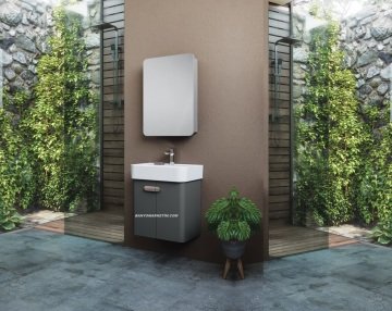 Orka Orbit  55 Banyo Dolabı Antrasit Parlak Antrasit Lake