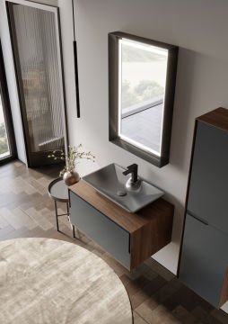 Orka Craft 80 Banyo Dolabı Ceviz / Mat Antrasit ( Boy Dolabı Hariçtir )