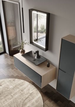 Orka Craft 100 Banyo Dolabı Ceviz / Mat Antrasit ( Boy Dolabı Hariçtir )