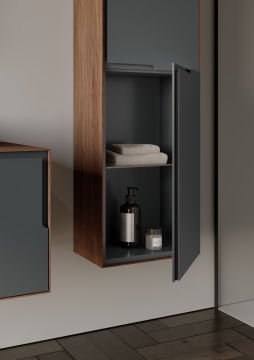 Orka Craft 120 Banyo Dolabı + Boy Dolabı 40 Meşe / Mat Antrasit ( Boy Dolabı Dahildir )