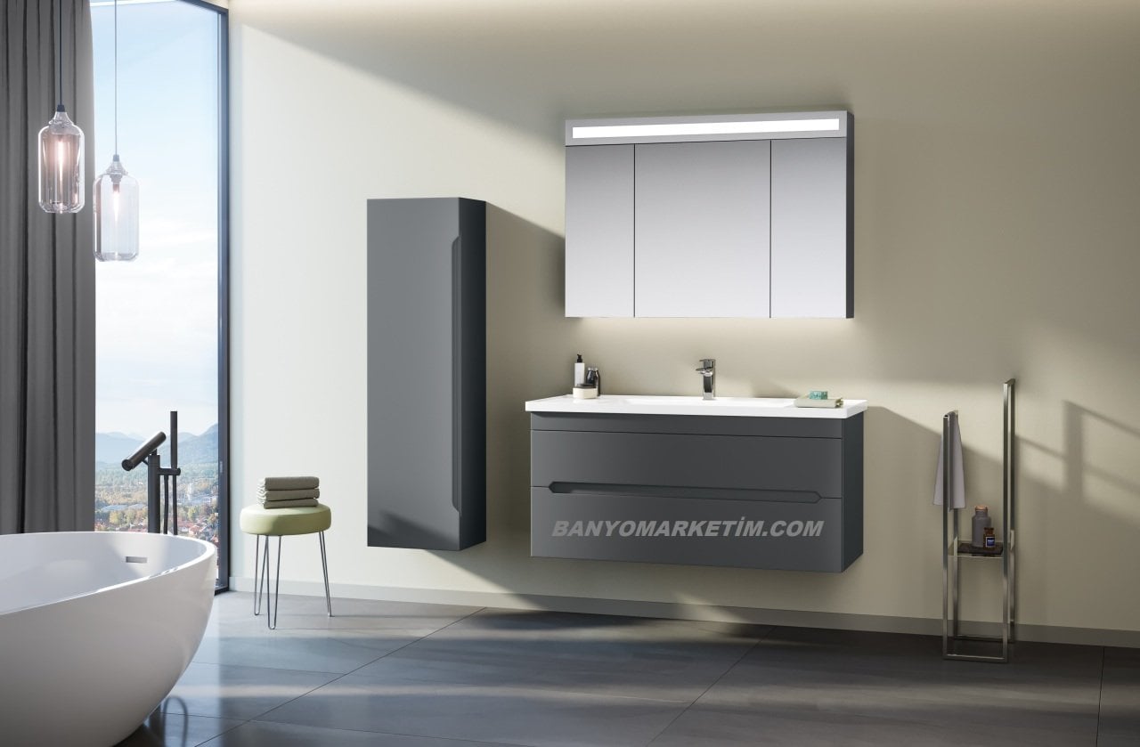 Orka Varna 100 Banyo Dolabı Antrasit ( Boy Dolabı Hariçtir ) Mat Antrasit Lake