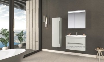 Orka Varna 80 Banyo Dolabı + Boy Dolabı 40 Kaşmir ( Boy Dolabı Dahildir ) Mat Antrasit Lake