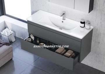 Orka Varna 80 Banyo Dolabı Kaşmir ( Boy Dolabı Hariçtir ) Mat Antrasit Lake