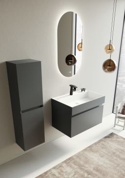 Orka Lusso 80 Banyo Dolabı + Boy Dolabı 40 Antrasit (Boy Dolabı Dahildir)