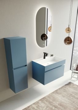 Orka Lusso 80 Banyo Dolabı + Boy Dolabı 40 Mavi (Boy Dolabı Dahildir)