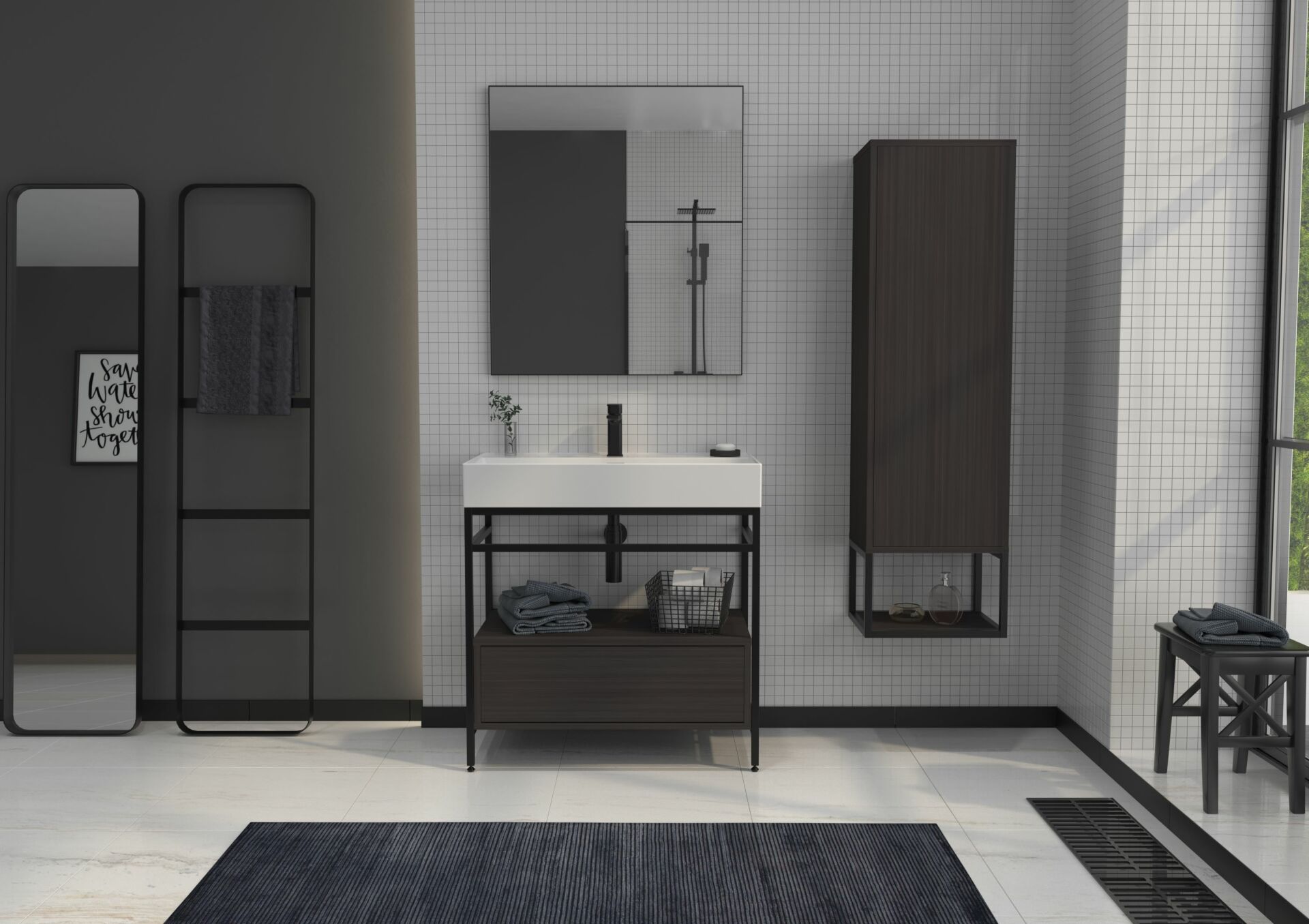 Orka Vegas 80 Banyo Dolabı + Boy Dolabı 40  (Boy Dolabı Dahildir)