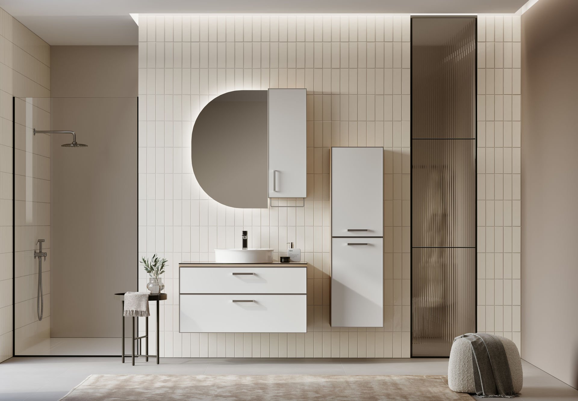 Orka Salerno 95 Banyo Dolabı + Boy Dolabı 40 Legnano / Mat Beyaz ( Boy Dolabı Dahildir )