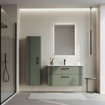 Orka Bari 100 Banyo Dolabı (Led Aynalı) Mat Soft Yeşil ( Boy Dolabı Hariçtir )