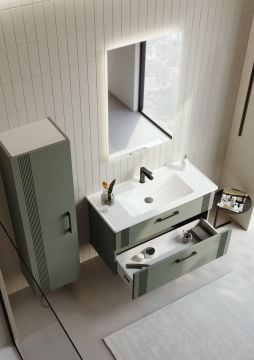 Orka Bari 65 Banyo Dolabı (Led Aynalı) Mat Soft Yeşil ( Boy Dolabı Hariçtir )