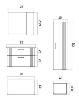 Orka Bari 85 Banyo Dolabı (Dolaplı Aynalı) Mat Soft Yeşil ( Boy Dolabı Hariçtir )