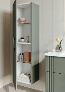 Orka Bari 65 Banyo Dolabı (Dolaplı Aynalı) + Boy Dolabı 40 Mat Soft Yeşil ( Boy Dolabı Dahildir )