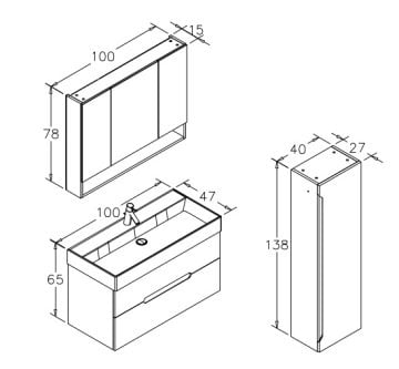 Orka Malta 100 Banyo Dolabı Gri (Boy Dolabı Hariç)