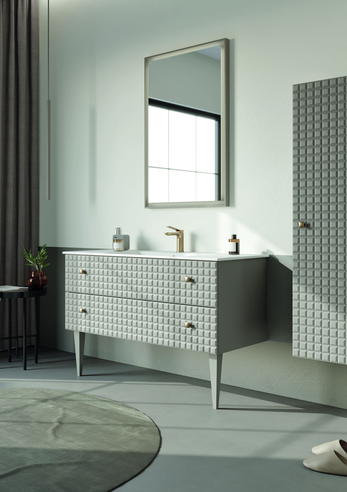 Orka Lipari 120 (Ayaklı) Banyo Dolabı Mat Vizon ( Boy Dolabı Hariçtir )