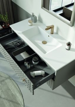 Orka Lipari 120 (Ayaklı) Banyo Dolabı Mat Vizon ( Boy Dolabı Hariçtir )