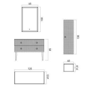 Orka Lipari 120 (Ayaklı) Banyo Dolabı Mat Vizon ( Boy Dolabı Hariçtir )
