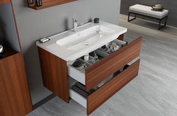 Orka Düden 80 Banyo Dolabı ( Çekmeceli ) + Boy Dolabı 40 Odeon Beyaz Meşe ( Boy Dolabı Dahildir )