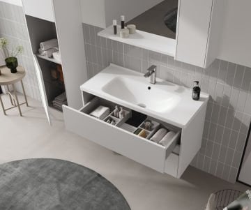 Orka Düden 100 Banyo Dolabı ( Çekmeceli ) + Boy Dolabı 40 Teak ( Boy Dolabı Dahildir )