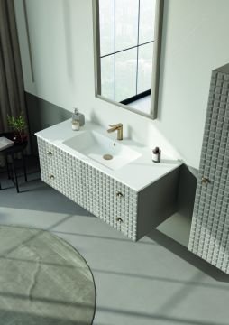 Orka Lipari 120 (Asma) Banyo Dolabı + Boy Dolabı 40 Mat Vizon ( Boy Dolabı Dahildir )