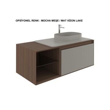 Orka Pacific 180 Banyo Dolabı + Boy Dolabı 40 Mocha Meşe / Mat Vizon (Boy Dolabı Dahildir)