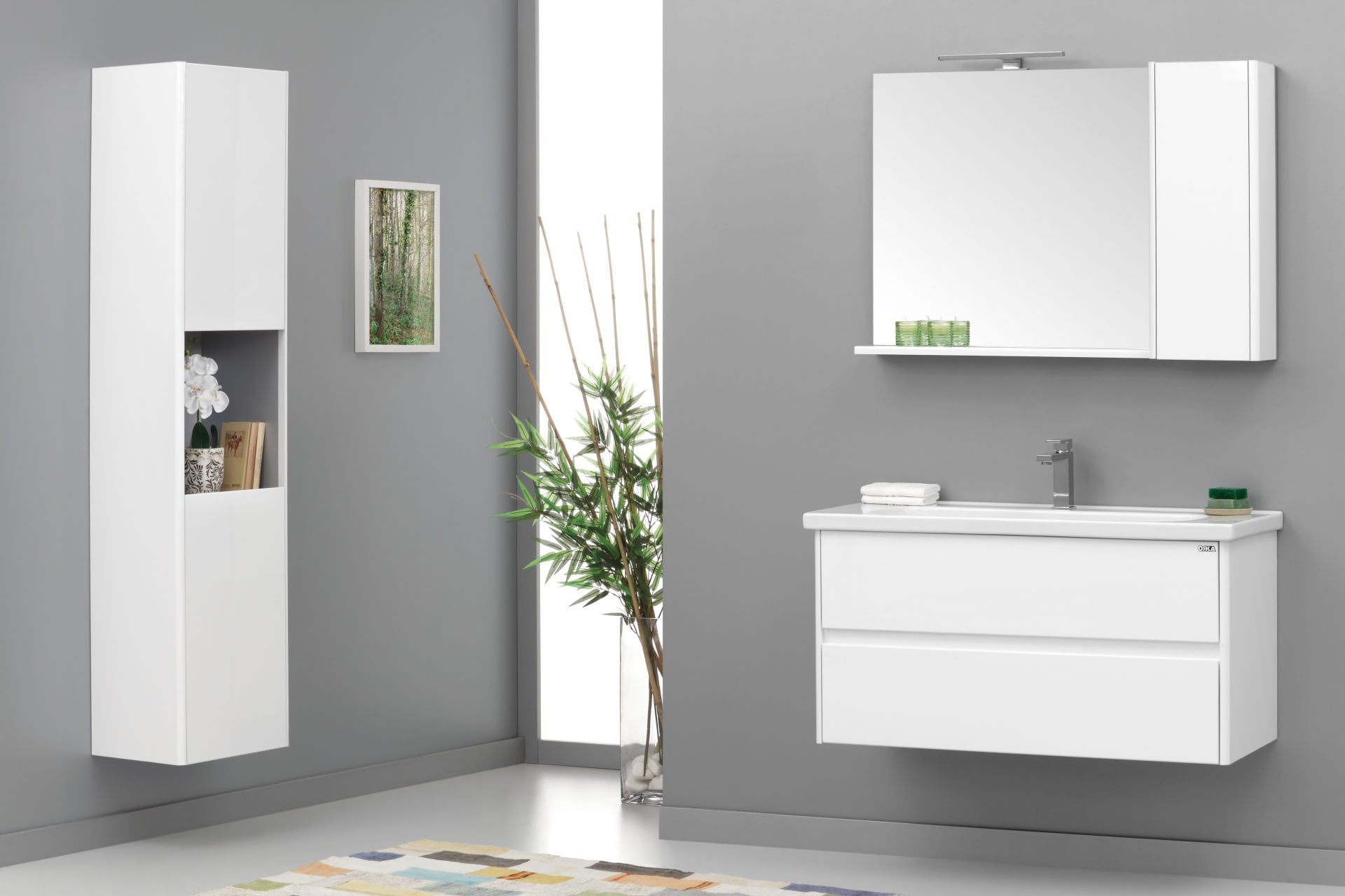 Orka Düden 100 Banyo Dolabı ( Çekmeceli ) Beyaz (Boy Dolabı