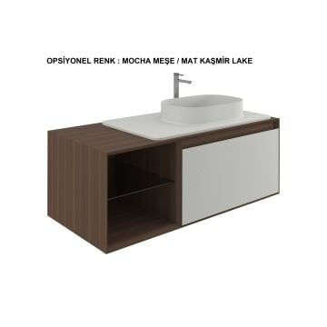 Orka Pacific 110 Banyo Dolabı + Boy Dolabı 40 Mocha Meşe / Mat Kaşmir (Boy Dolabı Dahildir)