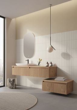 Orka Lentia 160 Banyo Dolabı Meşe ( Alt Yan Dolap 100 Meşe ve Boy Dolabı 40 Meşe Hariçtir)