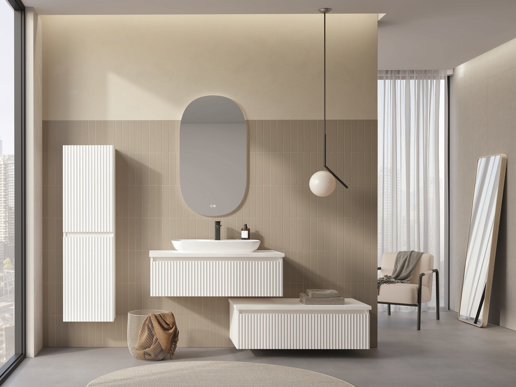 Orka Lentia 100 Banyo Dolabı Beyaz + Alt Yan Dolap 100 Beyaz ( Boy Dolabı 40 Beyaz Hariçtir)