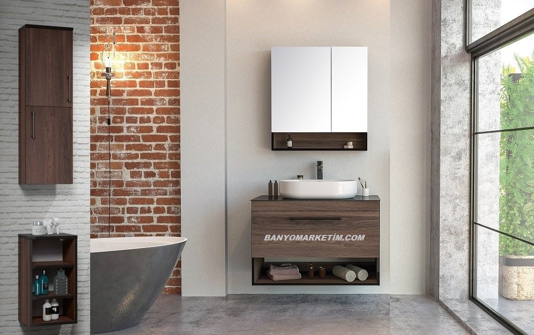 Orka Knidos 90+30 Banyo Dolabı Navaro ( Dolaplı Aynalı ) (Beyaz Lavabolu) ( Alt ve Üst Yan Boy Dolapları Dahildir ) Beyaz - Beyaz Lavabolu