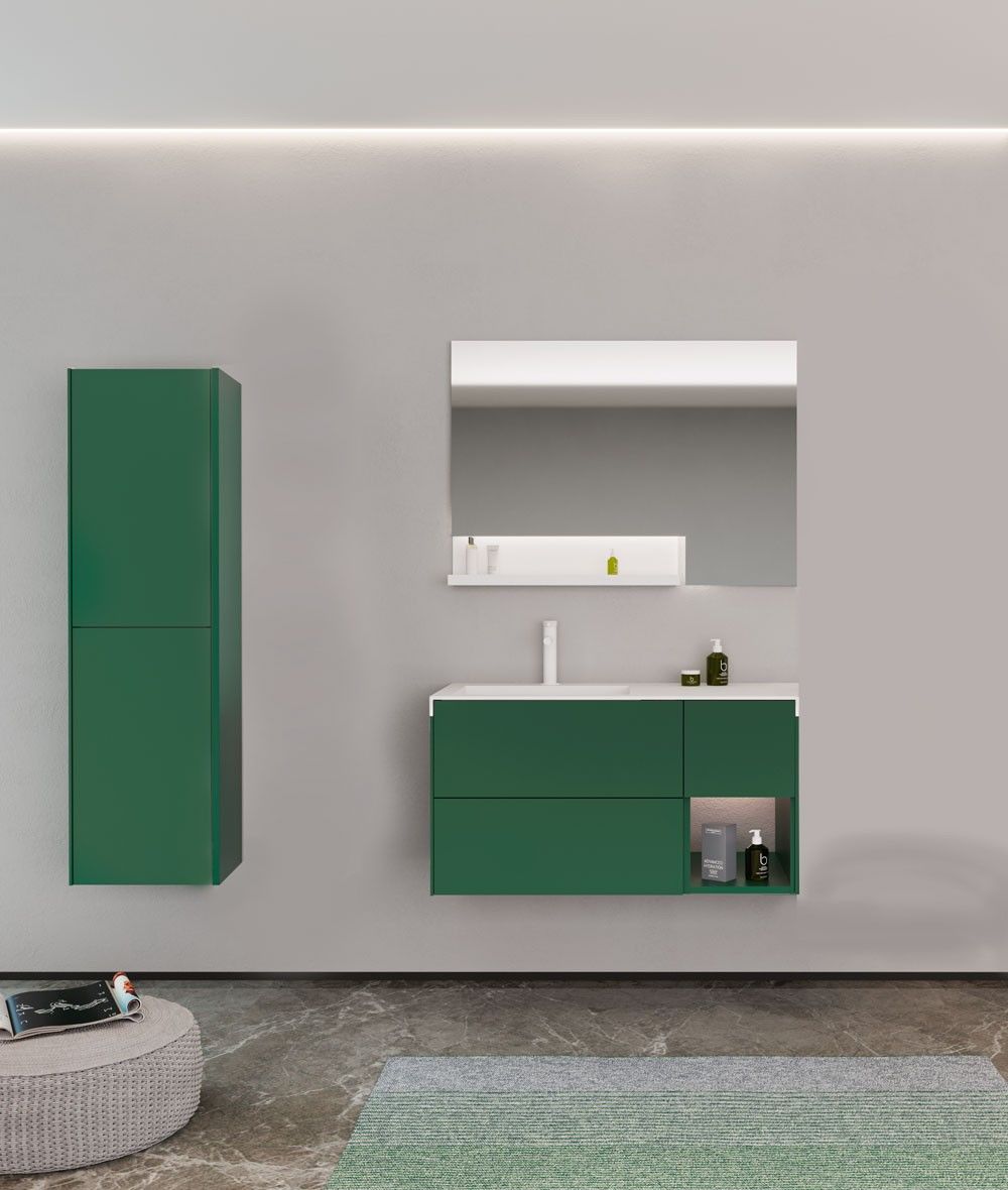 Orka Milano 120 Banyo Dolabı + Boy Dolabı 42 Yeşil ( Boy Dolabı Dahildir ) Mat Antrasit Lake