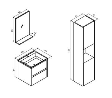 Orka Düden 65 Banyo Dolabı ( Çekmeceli ) Beyaz ( Boy Dolabı Hariçtir )