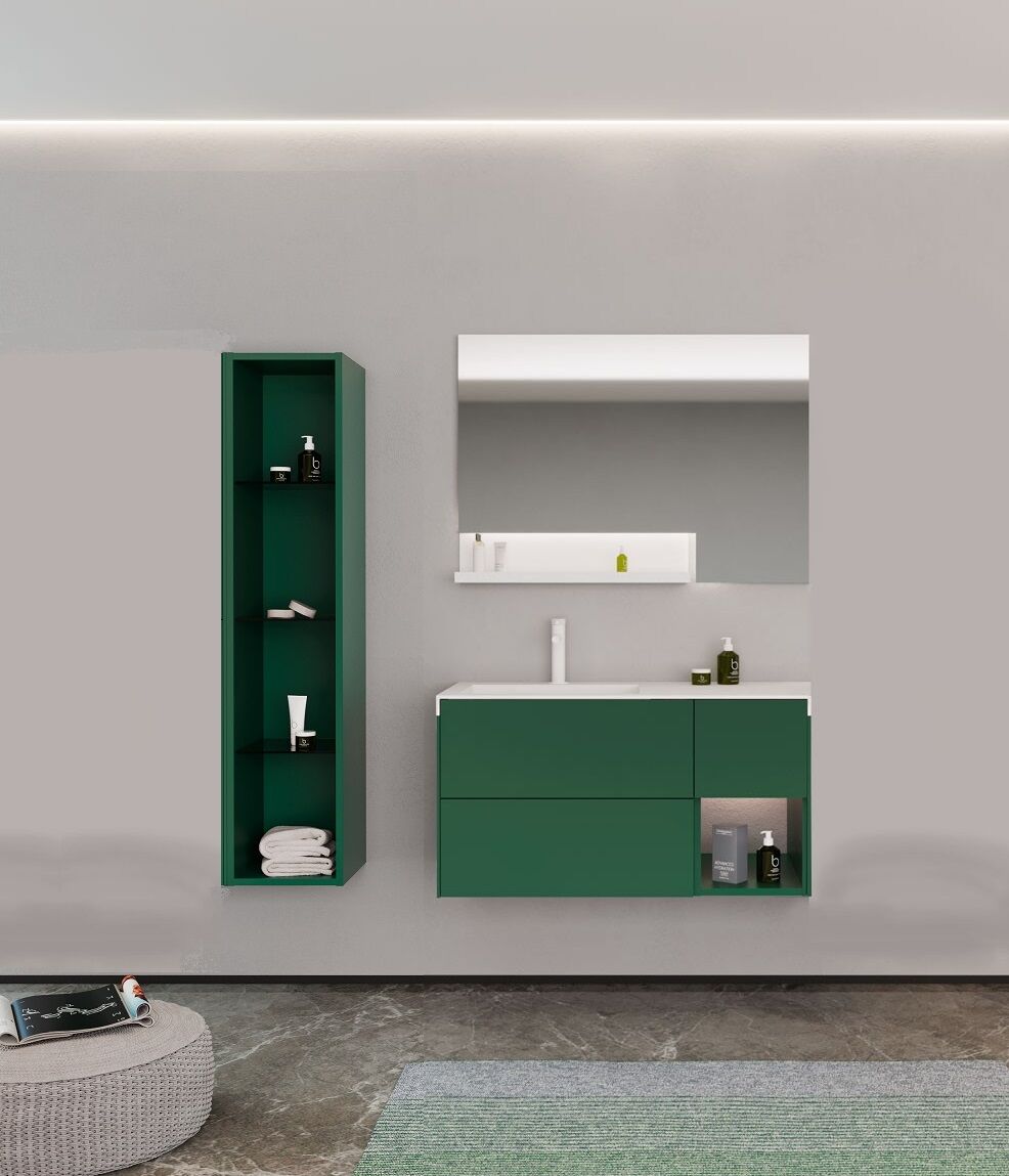 Orka Milano 120 Banyo Dolabı + Boy Dolabı 30 Yeşil ( Boy Dolabı Dahildir )