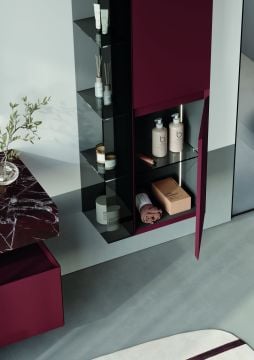 Orka Levanto 120 Banyo Dolabı ( Mat Bej / Porselen Tezgahlı ) ( Boy Dolabı 40 ve Cam Raf 15 Hariçtir )