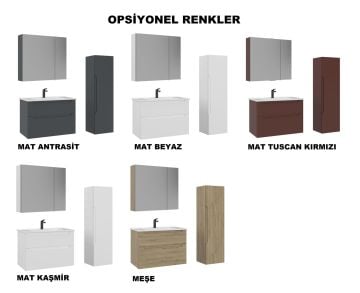 Orka Messina 100 Banyo Dolabı (Dolaplı Aynalı) + Boy Dolabı 40 Mat Kaşmir ( Boy Dolabı Dahildir )