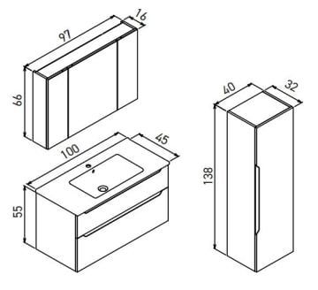 Orka Messina 100 Banyo Dolabı (Dolaplı Aynalı) + Boy Dolabı 40 Mat Tuscan Kırmızı ( Boy Dolabı Dahildir )