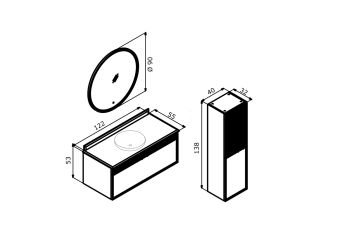 Orka Molino 120 Banyo Dolabı + Boy Dolabı Gri ( Boy Dolabı 1 Ad.Dahildir )
