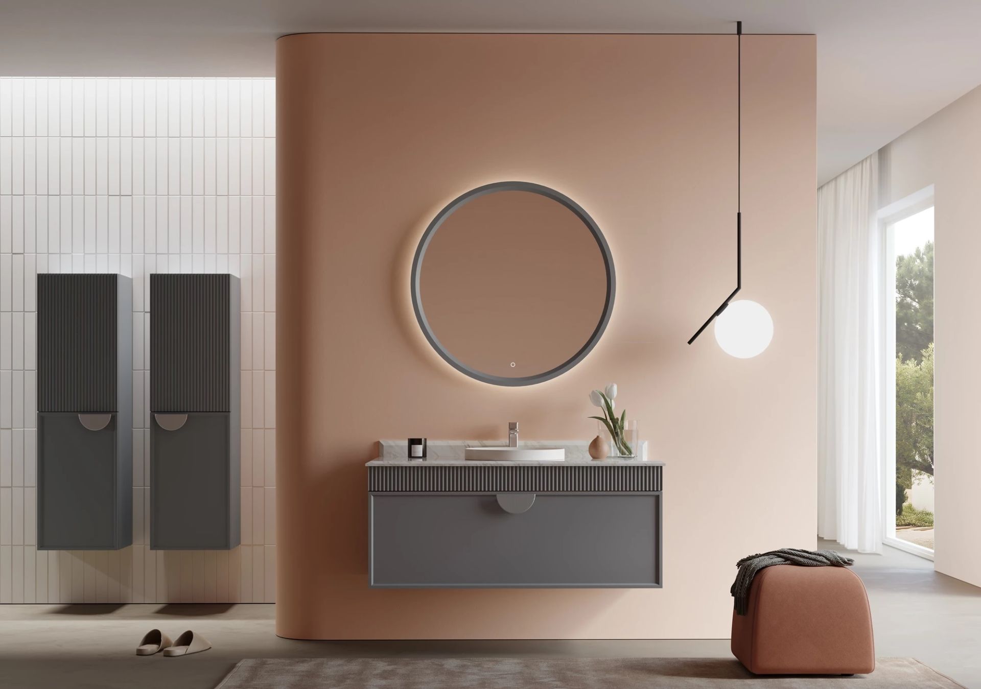 Orka Molino 120 Banyo Dolabı + Boy Dolabı Gri ( Boy Dolabı 1 Ad.Dahildir )