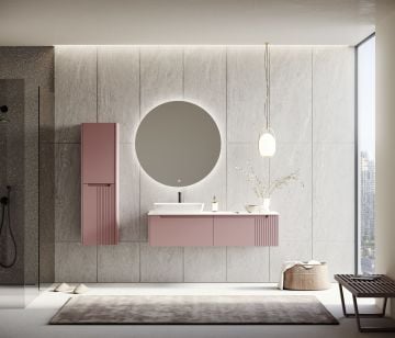 Orka Biella 140 Banyo Dolabı ( Led'li Aynalı ) Pudra ( Boy Dolabı Hariçtir )