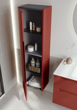 Orka Messina 85 Banyo Dolabı (Dolaplı Aynalı) + Boy Dolabı 40 Mat Tuscan Kırmızı ( Boy Dolabı Dahildir )