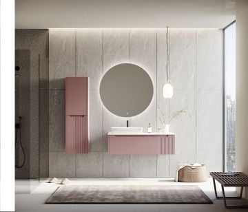 Orka Biella 120 Banyo Dolabı ( Led'li Aynalı ) Pudra ( Boy Dolabı Hariçtir )