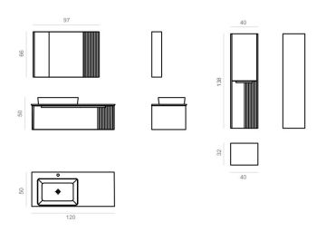 Orka Biella 120 Banyo Dolabı ( Dolaplı Aynalı ) Pudra ( Boy Dolabı Hariçtir )
