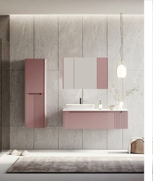 Orka Biella 120 Banyo Dolabı ( Dolaplı Aynalı ) Pudra ( Boy Dolabı Hariçtir )