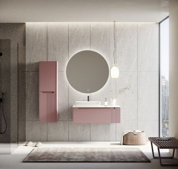 Orka Biella 100 Banyo Dolabı ( Led'li Aynalı ) + Boy Dolabı Pudra ( Boy Dolabı Dahildir )