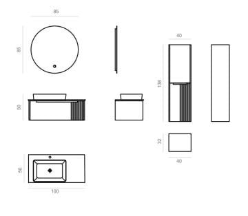 Orka Biella 100 Banyo Dolabı ( Led'li Aynalı ) Pudra ( Boy Dolabı Hariçtir )