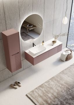 Orka Biella 100 Banyo Dolabı ( Led'li Aynalı ) Pudra ( Boy Dolabı Hariçtir )