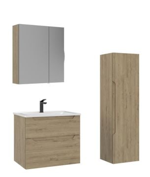 Orka Messina 65 Banyo Dolabı (Dolaplı Aynalı) + Boy Dolabı 40 Meşe ( Boy Dolabı Dahildir )