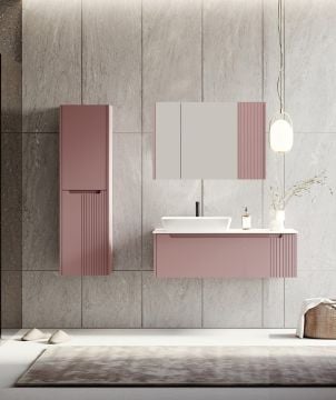 Orka Biella 100 Banyo Dolabı ( Dolaplı Aynalı ) + Boy Dolabı Pudra ( Boy Dolabı Dahildir )