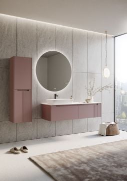 Orka Biella 100 Banyo Dolabı ( Dolaplı Aynalı ) Pudra ( Boy Dolabı Hariçtir )