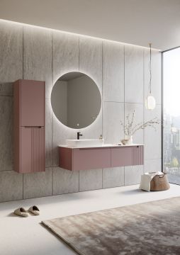 Orka Biella 100 Banyo Dolabı ( Dolaplı Aynalı ) Pudra ( Boy Dolabı Hariçtir )